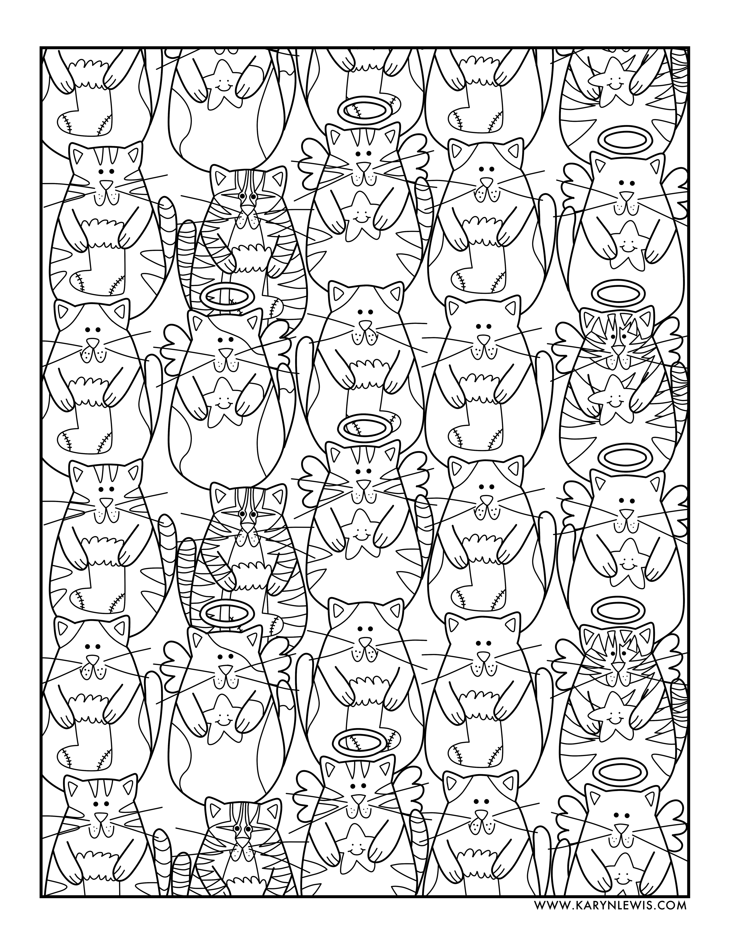 coloring christmas cats adult pattern inch