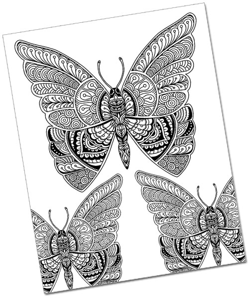 Beautiful Butterfly Doodle Art Coloring Page
