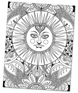Sun Goddess Doodle Art Coloring Page