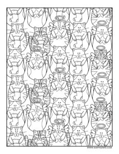 Christmas Cats free adult coloring page to download and color