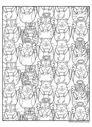 Christmas Cats free adult coloring page to download and color