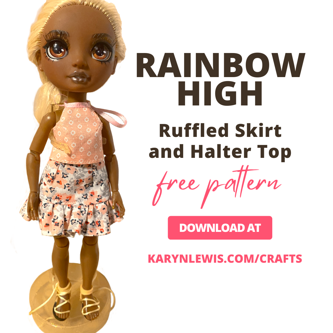 Download a free sewing pattern for Rainbow High Dolls